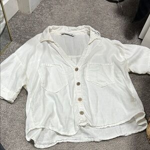 Zara Off-White Button-Down Women's Shirt